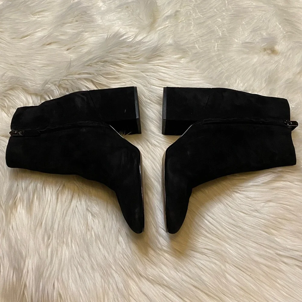 Sam Edelman black suede leather size 10 heeled ankle booties boots